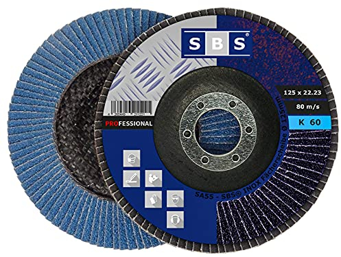 SBS Fächerscheiben | ø 125 mm | Korn 60 | 10 Stück | INOX Blau für Winkelschleifer Schleifmop