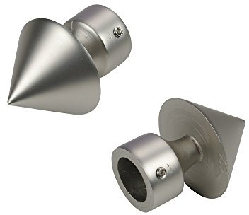 Liedeco Endstück für Gardinenstangen Kegel mit Rohraufnahme Landhaus, ø 16 mm, 2 Stück - chrom-matt