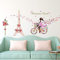 ufengke Wandtattoo Mädchen Fahrrad Wandsticker Wandbilder Blumen Eiffelturm Schmetterlinge für Wohnzimmer Kinderzimmer Baby