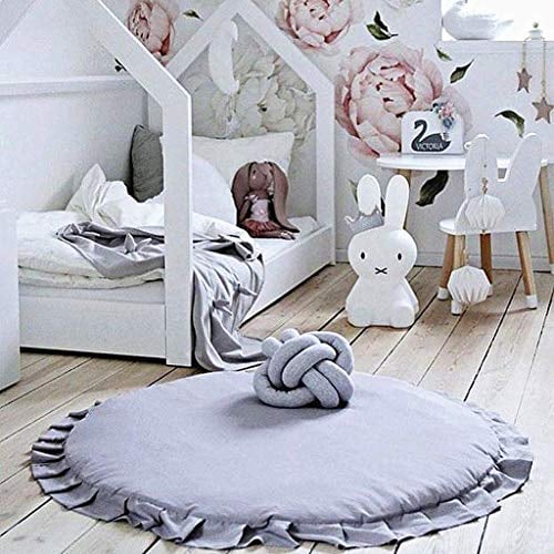Kinderteppich, Baby krabbeln Matte Neugeborenes Baby Padded Spiel Matten Baumwolle Krabbeln Mat Spiel Teppiche Runde Boden Teppich(C)