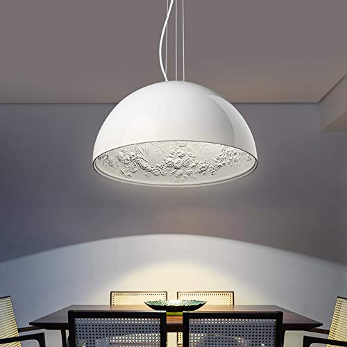 HONY-LIGHT Modern E27 Pendelleuchte Rund Weiß Resin Shade Hängeleuchte Sky-Garden Sculpture Creative Design Höhenverstellbar Pendellampe für Wohnzimmer Esszimmer Esstisch Galerie Hängelampe,Φ40cm…