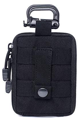 Mini EDC Pouch, Klein Militär Molle Tasche, Taktische Kompakt Hüfttaschen mit Karabiner, Erste Hilfe Tasche Gürteltasche für Autofahrten Wandern Camping, 13 x 10 x 2 cm