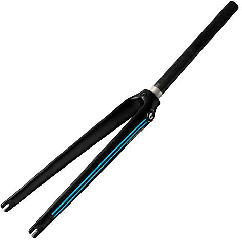 SLRMKK Forcella Ammortizzata per Bici, Forcella Anteriore per Mountain Bike 700 * 23C, Forcella Anteriore per Bicicletta Fibra di Carbonio/Forcella del Freno C della Bici da Strada/Tubo Dritto 28