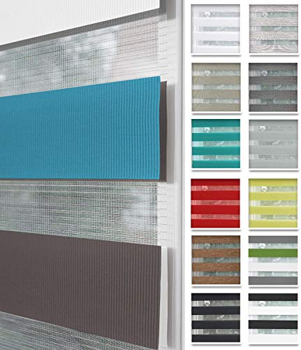 Home-Vision® DuoRollo Klemmfix, Doppelrollo ohne Bohren mit Klämmträgern, DuoRollos für Fenster und Türen (Weiß-Grau-Blau, B100cm x H150cm)