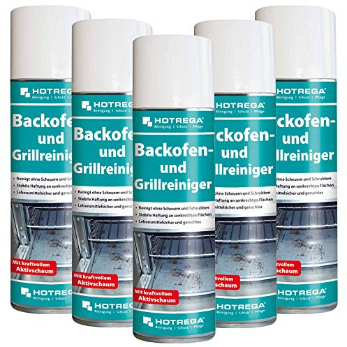 HOTREGA Backofen- und Grillreiniger 300ml, Ofenreiniger, Backofenspray, Backofenreiniger, Herdreiniger, Fettlöser, Mengen:5