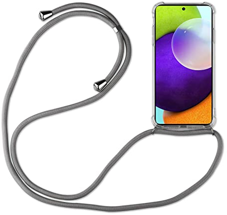 Hülle Kompatibel mit Samsung Galaxy A52 | Handykette Smartphone Halskette Hülle mit Band | Handyhülle mit Kordel zum Umhängen Kompatibel für Galaxy A52 | Grau