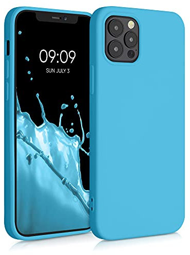kwmobile Hülle kompatibel mit Apple iPhone 12 / iPhone 12 Pro Hülle - gummierte TPU Silikon Handyhülle - Schutzhülle für kabelloses Laden - Case in Meerblau