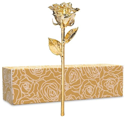 Fantasy Rose Rose trempée dans de l'or 24 carats, unique et éternelle, véritable trempée à la main dans une rose en or 24 carats, 27,9 cm à 30,5 cm