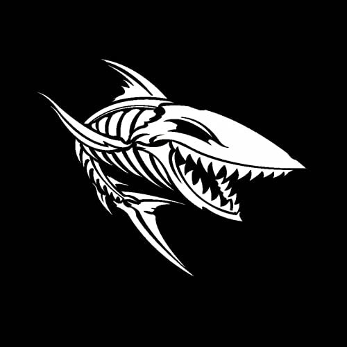 15,8 cm x 13 cm Shark Bones Teeth Autoaufkleber Schwarz Silber