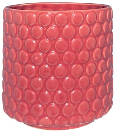 Nordring Retro Übertopf Vintage Pflanztopf für Zimmerplanzen Blumentopf Dotty M (12,5 cm ø), rot, Keramik