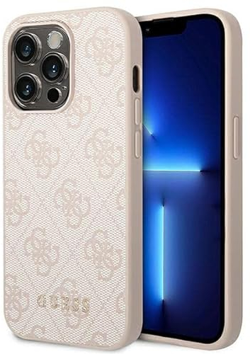 Guess GUHCP14LG4GFPI Case for iPhone 14 Pro 6, 1 Inch Pink Hard Case 4G Metal Gold Logo, Black