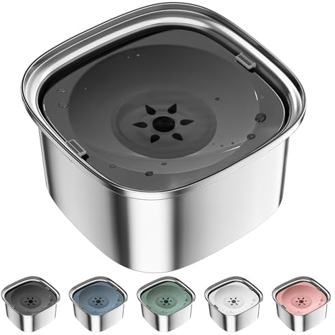 UPSKY Cuenco de Agua para Perros de 3 L, de Acero Inoxidable, sin derrames, Gran Capacidad, comedero de Agua Lento, dispensador de Agua para Mascotas, a Prueba de derrames, Cuenco de Agua de Viaje
