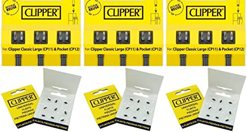 Clipper® Feuerzeug Zubehör Feuerstein Flintsystem (3x9 Feuerstein + 3x3 Flintsystem)