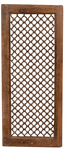 Biscottini Finestra in legno con grate 48x5x110 cm | Finestra oggetti vintage per la casa | Finestre in legno restaurato
