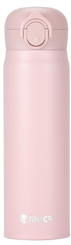 MUCR Bouteille d'eau isotherme de 500 ml, Gourde avec couvercle à rabat à pression, tasse de voyage isotherme en acier inoxydable, bouteille étanche pour boissons chaudes et froides, rose