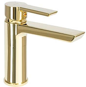 Rea ROBINET DE LAVABO ARGUS GOLD LOW Mitigeur Salle de Bain en Laiton Monocommande Chaude et Froide Réglable Robinet de Lavage à la Main (Or)