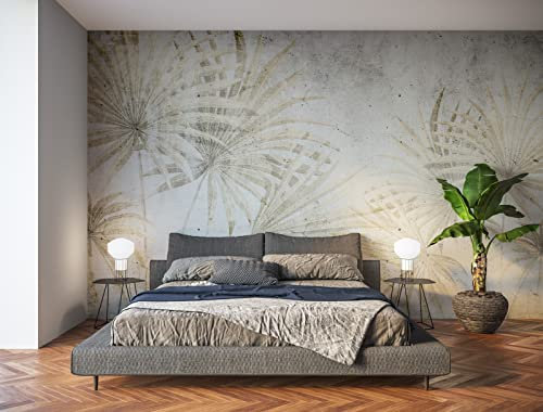Oedim Fotomural Vinilo para Pared Textura Hoja Palmeras Beige, Mural, Fotomural Vinilo Decorativo, 350x250cm, Decoración comedores, Salones, Habitaciones, Vinilo Premium