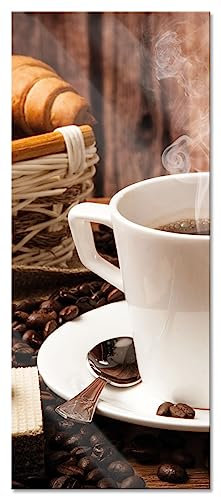 Pixxprint Glasbild Panorama, Wandbild aus Echtglas, heiß aufgebrühter Kaffee, 100x40 cm, inkl. Aufhängung und Abstandshalter