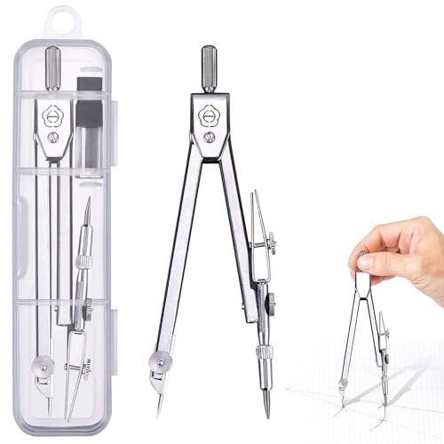 1 PCS Compas Escolar, Brújula Escolar con Cables de Repuesto, Compas Dibujo Tecnico, Adaptador Compas con Adaptador Universal