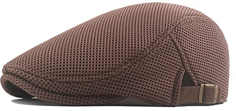 meioro Herren Mesh Schirmmütze, Atmungsaktive Sommer Newsboy Gatsby Barett Cap für Männer und Frauen, Unisex Flache Kappe Driving Schiebermütze Sportmütze Sonnenhut Flat Cap Größe 55cm-60cm (Braun)