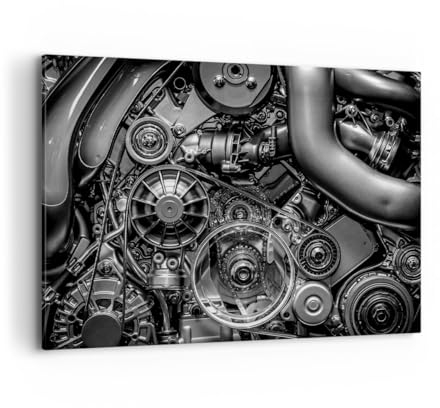 Bilder auf Leinwand 100x70cm Leinwandbild Motor Mechaniker Metall Groß Wanddeko Bild Schlafzimmer Küche Deko Wandbilder Dekoration Wohnzimmer Wall Decor Canvas Wand Kunstdruck Art AA100x70-5235