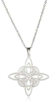 EUEAVAN Hexenknoten Halskette für Frauen Mädchen - Irischer Keltischer Knoten Trinity Pentagramm Ankh Kreuz Triquetra Trinity Knoten Wikinger Amulett Wiccan Schmuck Geschenk (Triquetra Silber)