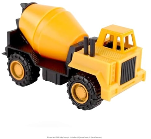 Mighty Wheels Steel Cement Mixer Truck Toy 3.5 - Free-wheeling Cement Mixer Toy - Durable Steel and Plastic Construction Toys for 3+ Year Old Boys and Girls