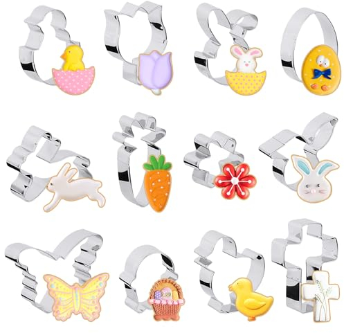 BOFUNX Ostern Ausstecher Set 12 Stück Ausstechformen Ostern Set Keksausstecher Plätzchenbacken Ostern für Backen DIY Ostergeschenk