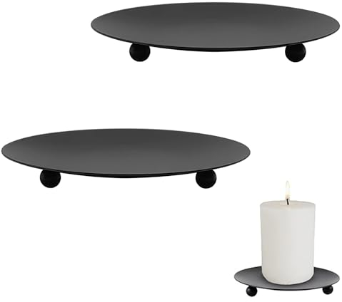 2 Piezas Plato para Velas, Plato de Vela de Hierro, Candelabros de Pilar de Hierro, Candelabro Metal, Portavelas de Pilar Retro, para Decoración de Mesas, Decoración de Bodas