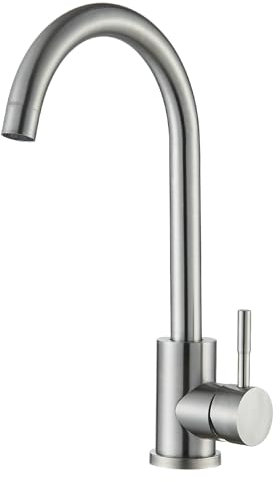 Robinet Cuisine Flexible Pivotant à 360° Col de Cygne Mitigeur Cuisine Robinetterie de Cuisine Monocommande Robinet Evier de Cuisine Froide et Chaud Nickel Brossé