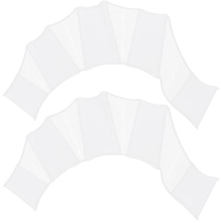 PATIKIL Guantes de Natación de Silicona, 1 Par de Guantes de Natación con Forma de Rana en Los Dedos, Resistencia al Agua, Aletas de Remo para Entrenamiento Acuático, Blanco, L