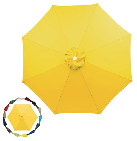 200cm 270cm 300cm / 6ribs 8 Ribs Replacement Parasol Fabric Cover, Umbrella Cloth Replacement, Garden Parasol Canopy Cover(Color:Yellow,Size:6 ribs-2m(6.5ft))