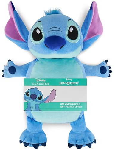 Disney Stitch Hot Water Bottle, Hot Water Bag with Soft Cover Hand Feet Warmer for Period Pain Neck Shoulder Muscle Joint Pain Relief, Stitch Gifts (Stitch 3D_750 ML)