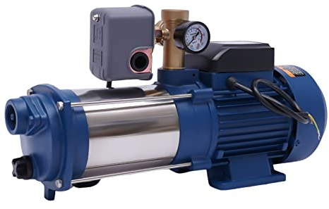 banborba Pompe de jardin centrifuge 1800 W, pompe centrifuge puissante 4000 l/h, pompe de surface professionnelle en acier inoxydable, hauteur de refoulement maximale 90 m