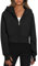 Timuspo Schwarze Sweatjacke Damen Langarm Gym Hoodie Zip Up Kapuzenjacke Kurz Pulli Sweatshirt Jacke mit Reißverschluss Kapuze Taschen Fleecejacken Kaputzenpulli XL