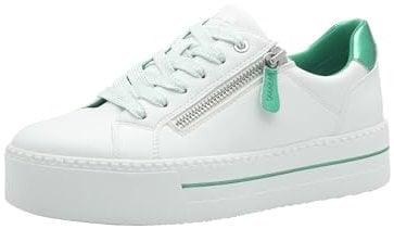 Jana Damen Plateau Sneaker mit Reißverschluss Vegan, Weiß (White/Green), 38 EU