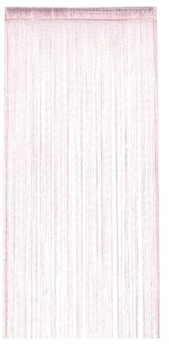 JYJLLM Tassel String Curtain (100x200cm) - Polyester Room Divider Panel with Beaded Fringe for Doorways & Windows, Multi-Purpose Decorative Screen (Pink, 1-Panel)