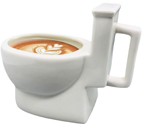 Hperu Tasse de toilette tasse de toilette Mug céramique 12oz Poop Tug Novelley Top top tasse de café tasse de boisson avec caca caché à l'intérieur du bâillon pour farce avril Fool's Day blanc