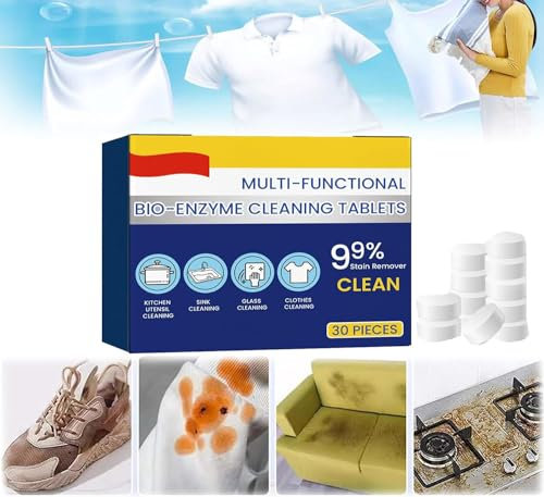 Multi-functional Bio-Enzyme Cleaning Tablets,Foam Rust Remover,Bio-Enzyme Salt Tablet,Multi-Functional Cleaning Tablets,Multi Purpose Cleaner Tablets for Kitchen Bathroom (1 Box)