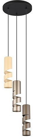 Trio Leuchten Pendelleuchte Stream 364030317, Metall Schwarz matt, Schirm Coffee/Taupe/Beige, exkl. 3x GU10