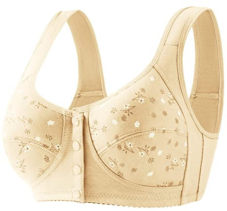 Generico Underwear Donna Reggiseno in Silicone Autoadesivo Biancheria Intima Sottile da Donna con Stampa a Coppa Intera Plus Size Pulsante Frontale Reggiseno Reggiseno Senza Ferretto (D, 42/95)