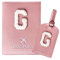 ZVRSUA Porta Passaporto Rosa ed Etichette per Valigie Cover Passaporto con Lettere, Pelle PU,Porta Passaporto da Viaggio Donne, Regalo Donna, Adolescenti, Ragazze (Passaporto con lettere-G)