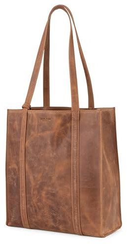 Berliner Bags Vintage Shopper Kira, Große Leder-Schultertasche, Tote Bag für Damen - Braun