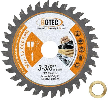 TCT Circular Saw Blade - Carbide Tipped Teeth General Purpose 85MM 32T Cutting Dics with 15MM Arbor for Wood Aluminium Plastic Copper BGTEC