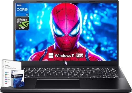 acer Nitro V 15 Gaming Laptop, Microsoft Office Lifetime License & Windows 11 Pro, 15.6 144Hz FHD Display, Intel 10-Core i7-13620H, NVIDIA GeForce RTX 4060, 64GB DDR5 RAM, 4TB SSD, Backlit Keyboard