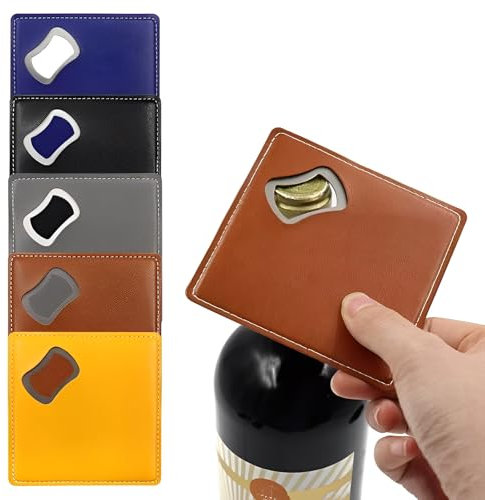Untersetzer Gläser 5er Set,Untersetzer,Leder Untersetzer Flaschenöffner,Flaschenöffner Personalisiert,Flaschenöffner Geschenke für papa Bierflaschenöffner Untersetzer Leder