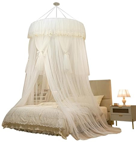 Cutfouwe Extra Grande zanzariera per Letto, 280 cm di Altezza Decorativo baldacchino per L'Estate, Tende da Letto di Montaggio a soffitto per Letto,Bianca