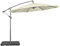 Outsunny Ombrellone Decentrato Ø3x2.5 m con Base a Croce, Pesi e Manovella, Ombrellone a Sbalzo in Metallo e Poliestere 180 g/㎡ a 6 Stecche, Protezione UV, Beige