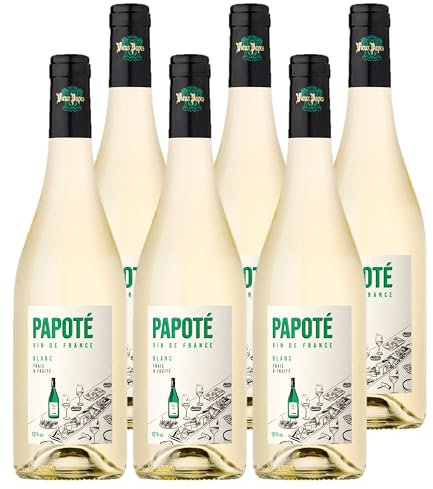 PAPOTÉ - Vin Blanc - Vin de France à 10% vol - Lot de 6 bouteilles x 75 cl