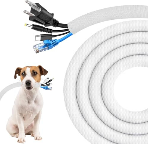 Secbolt Cord Protectors from Pets No Chew, 10ft - 3/4 inch Ultra Durable Cord Covers for Pets, Bite-Resistant Cable and Wire Protector for Cats, Dogs, Rabbits - White